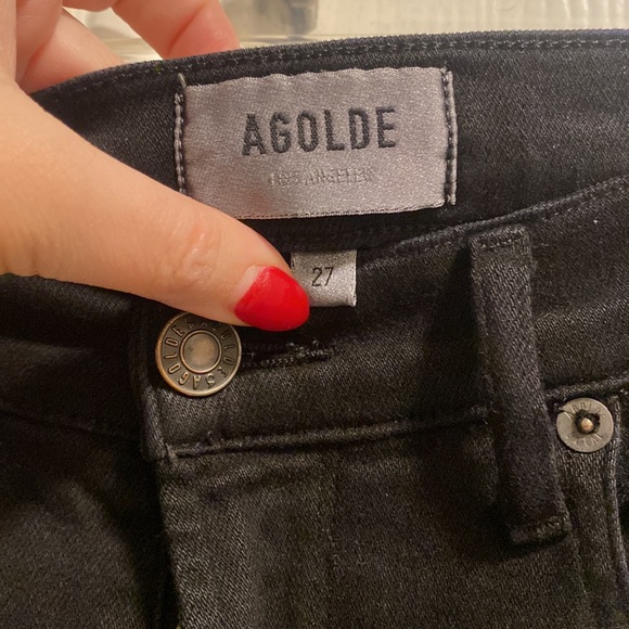 Agolde black skinny jeans “Sophie” style with frayed edges - Picture 3 of 4